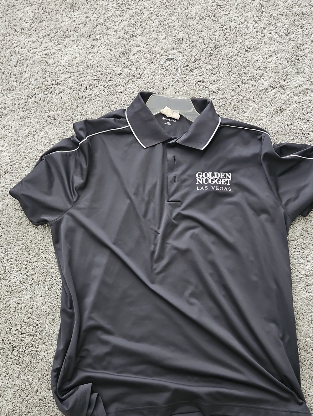 Sport-Tek Black Polo with White Piping - Golden Nugget Las Vegas